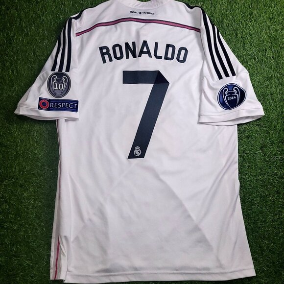 Cristiano Ronaldo Real Madrid 2014 2015 UEFA Home Soccer Jersey Shirt L
